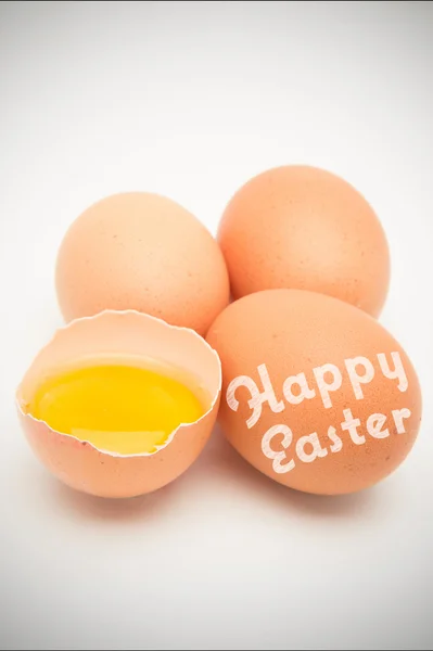 Happy easter against three eggs — Stock Photo, Image