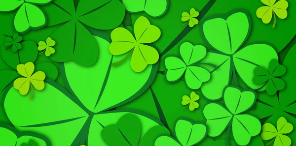 緑の背景に緑色の shamrocks — ストック写真