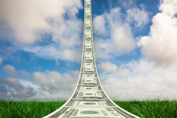 Dollar road against green grass — Stock Photo, Image