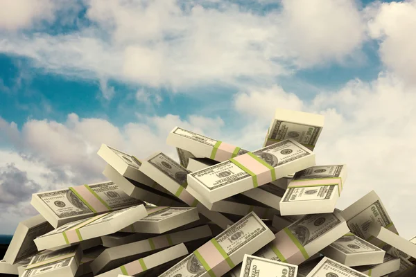 Composite image of pile of dollars — Stock Photo, Image