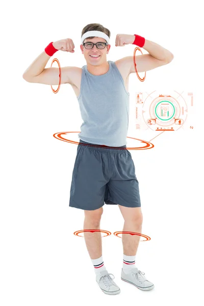 Geeky hipster posing in sportswear — Stock Photo, Image