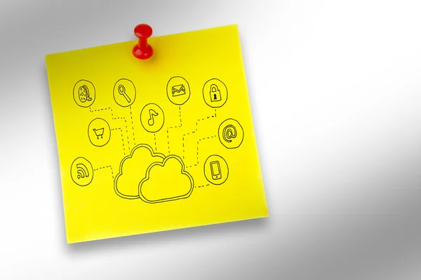 Cloud computing doodle — Stockfoto