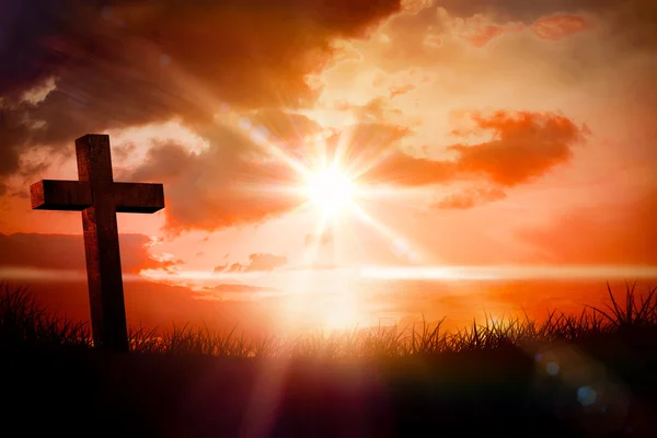 Composite image of wooden cross — Stock Photo, Image