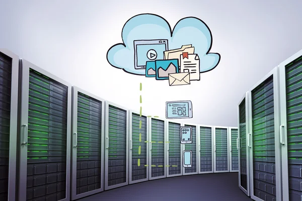 A cloud computing doodle kompozit kép — Stock Fotó