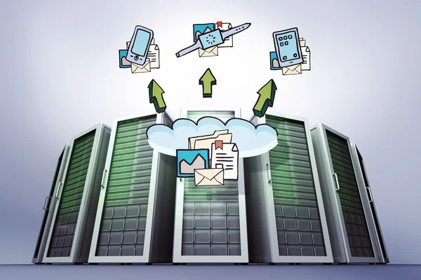 Immagine composita di doodle cloud computing — Foto Stock