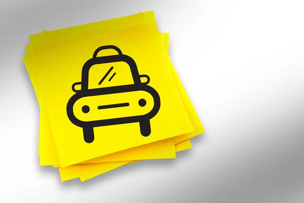 Taxi graphic against sticky note — Stock Photo, Image