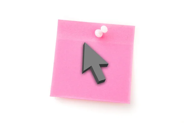 Arrow against pink adhesive note — Stock Photo, Image