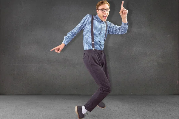 Geeky hipster bailando al vinilo —  Fotos de Stock
