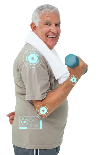 Senior man uitoefenen met dumbbell — Stockfoto