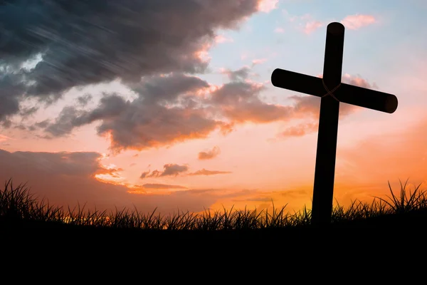 Imagem composta de cruz de madeira — Fotografia de Stock