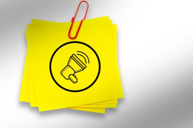 Megaphone graphic against sticky note clipart