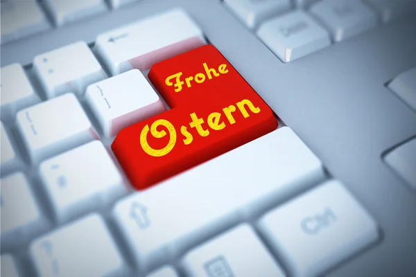 Zusammengesetztes Bild der roten Eingabetaste auf der Tastatur — Stockfoto