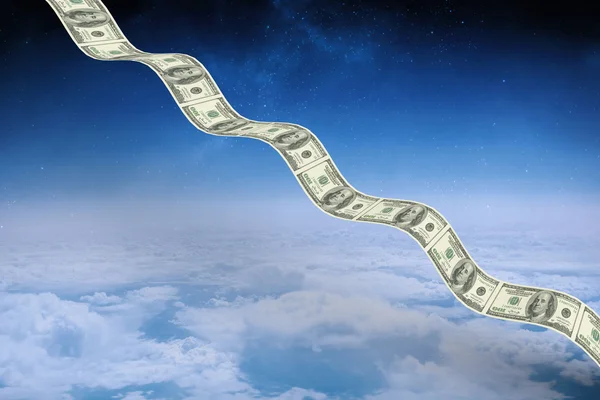 Route bondé du dollar contre les nuages — Photo