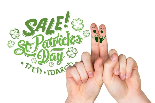 Composite image of patricks day fingers — Stock Photo, Image