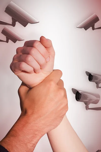 Womans wrist held by man — Stock Photo, Image