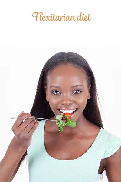 Woman having a snack — Stock Photo, Image