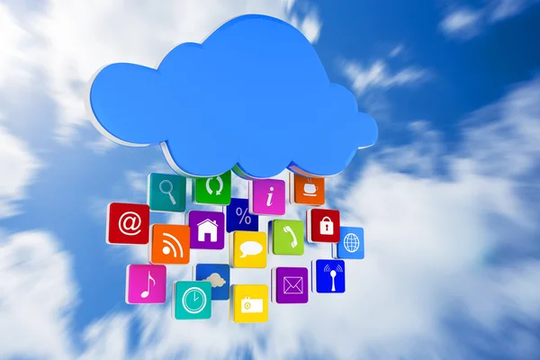Samengestelde afbeelding van wolk met apps — Stockfoto