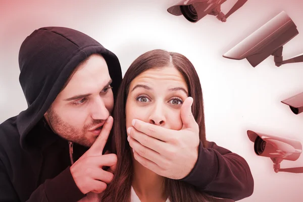 Woman being attacked by scary man — Stock Photo, Image