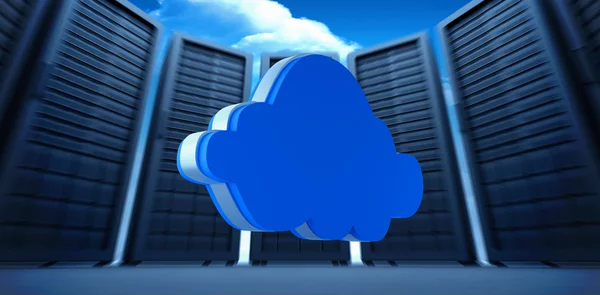 Blue cloud against server towers — Stock Photo, Image