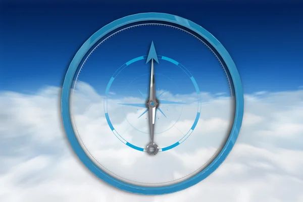 Blauer Kompass gegen den Himmel — Stockfoto