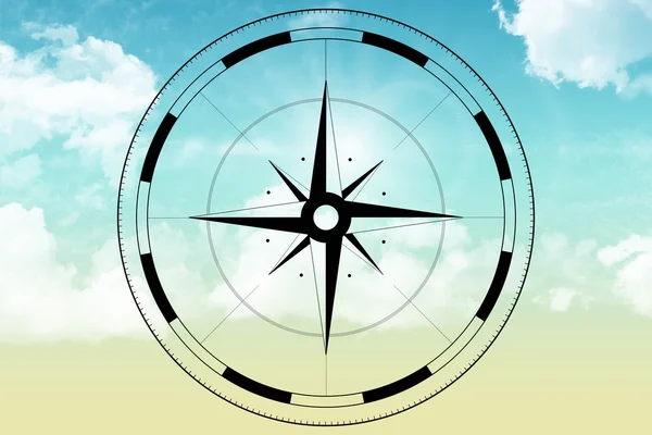 Black compass against  sky — Stock Photo, Image