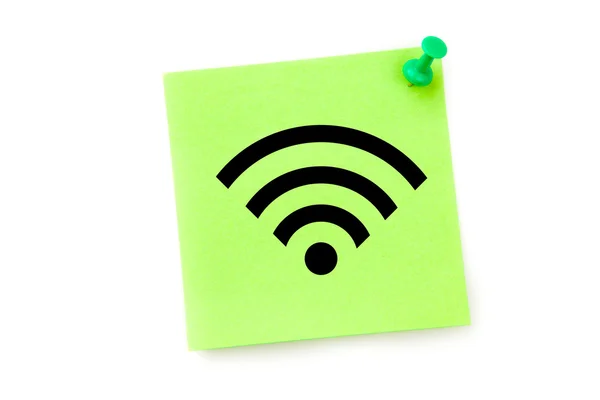 Символ Wifi против клейкой ноты — стоковое фото