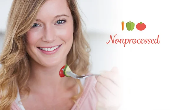 Closeup of woman having salad — Stock Photo, Image