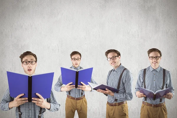 Samengestelde afbeelding van nerd met Kladblok — Stockfoto