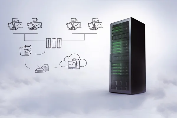 Cloud-Computing-Doodle — Stockfoto