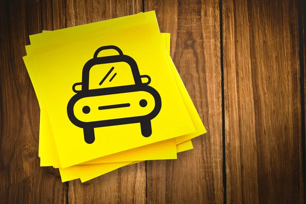 Taxi graphic against sticky note — Stock Photo, Image