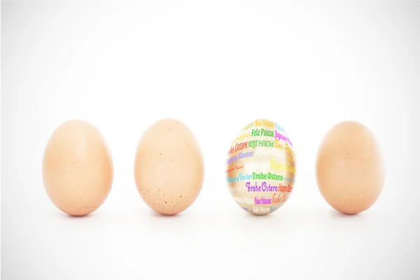 Happy easter against four eggs — Stock Photo, Image