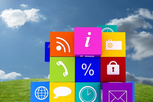 App scube contra grama verde — Fotografia de Stock