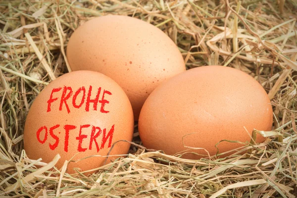 Composite image of frohe ostern — Stock Photo, Image