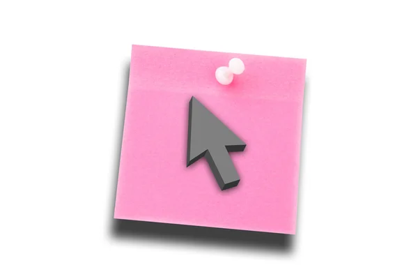 Arrow against pink adhesive note — Stock Photo, Image