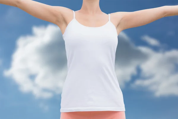 Beautiful woman with arms raised Stock Picture