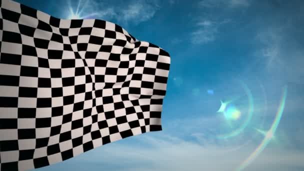 Checkered flag against blue sky — Stock Video