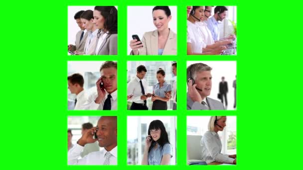 Verschillende schermen tonen mensen uit het bedrijfsleven — Stockvideo
