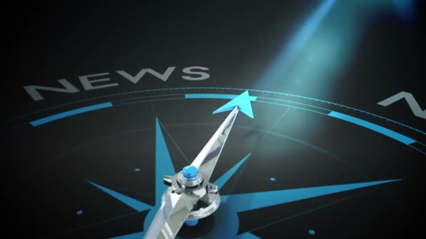 Compass pointing to news — Stock Video
