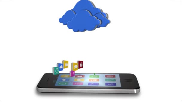 Smartphone che comunica con il cloud — Video Stock