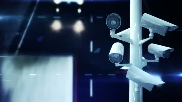 CCTV kamerák forgalmas út fölé — Stock videók