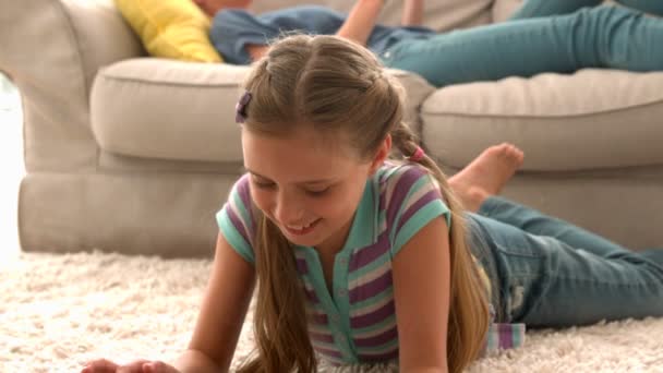 Girl using digital tablet — Stock Video