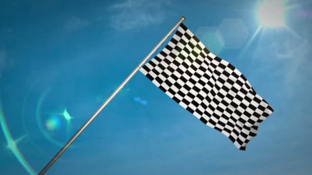 Шахматный флаг на фоне голубого неба — стоковое видео
