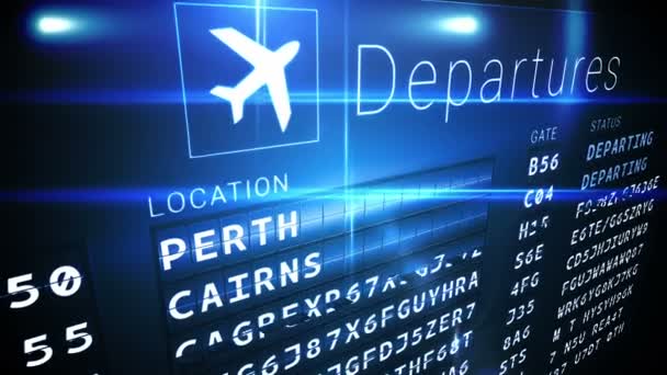 Departures board for australian cities — Stock Video