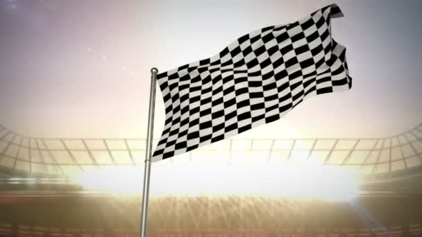 Bandiera a scacchi nell'arena lampeggiante — Video Stock
