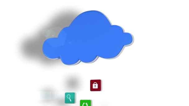 App icons floating up to cloud — Stock Video