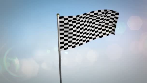 Checkered flag against blue sky — Stock Video