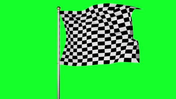 Drapeau à carreaux contre écran vert — Video