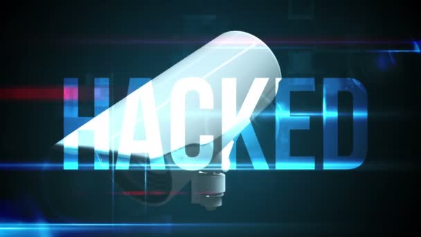 Cámara CCTV con texto hackeado — Vídeos de Stock