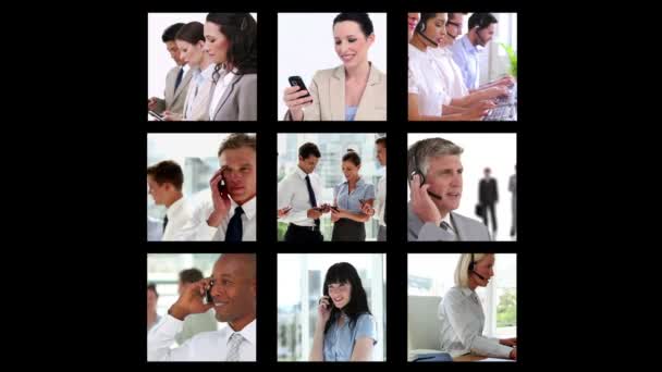 Verschillende schermen tonen mensen uit het bedrijfsleven — Stockvideo