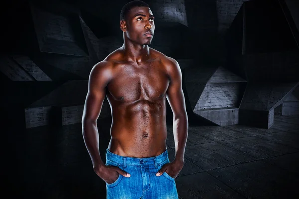 Image composite de jeune homme torse nu — Photo